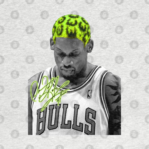 Dennis Rodman Green Hair Worm by portraiteam